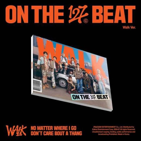 Обкладинка альбому NCT 127 «On The 127 Beat» — версія Walk, з учасниками гурту на фоні напису WALK