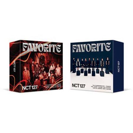 Два варіанти обкладинки альбому NCT 127 «Favorite»: червона з динамічним фото гурту та синя з груповим фото на білому тлі