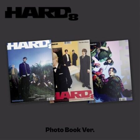 Три варіанти фотобука SHINee — альбом HARD (8-й студійний), учасники гурту на обкладинках різних версій.
