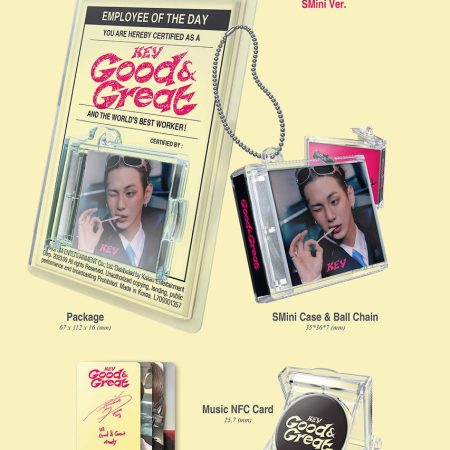 KEY (SHINee) міні-альбом Good & Great у форматі SMini Ver: упаковка, кейс із ланцюжком, фотокартка та NFC-картка.
