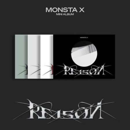 Міні-альбом MONSTA X — REASON у трьох версіях обкладинки з металевим логотипом.