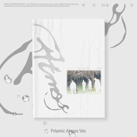 Альбом SHINee «Atmos» (8-й міні-альбом, Prismic Atmos ver.) у білій обкладинці з учасниками гурту серед дерев.