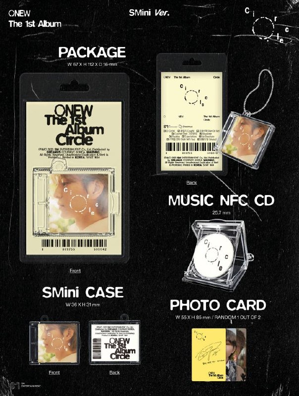Альбом ONEW (SHINee) «Circle» (1st Album) у форматі SMini: кейс, NFC CD, фотокартка та брелок.