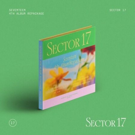 Альбом SEVENTEEN «SECTOR 17» 4th Album Repackage у компактній версії з квітковою обкладинкою на зеленому тлі.