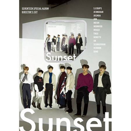 Обкладинка спеціального альбому SEVENTEEN Director's Cut (KiT ver.) з версією Sunset — усі 13 учасників гурту на білому тлі.