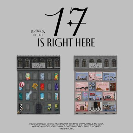 Альбом SEVENTEEN «17 IS RIGHT HERE» — два варіанти обкладинки у вигляді будівлі з кольоровими вікнами.