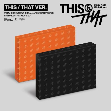 Міні-альбом Stray Kids «This & That» у двох версіях: THIS (помаранчева) та THAT (чорна) з фірмовим принтом SKZ.