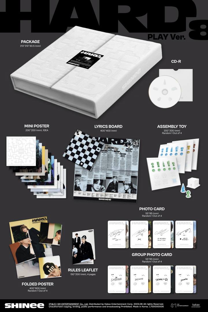 Альбом SHINee HARD (Play Ver.) з комплектом: CD, міні-постери, фотокартки, lyrics board та assembly toy.