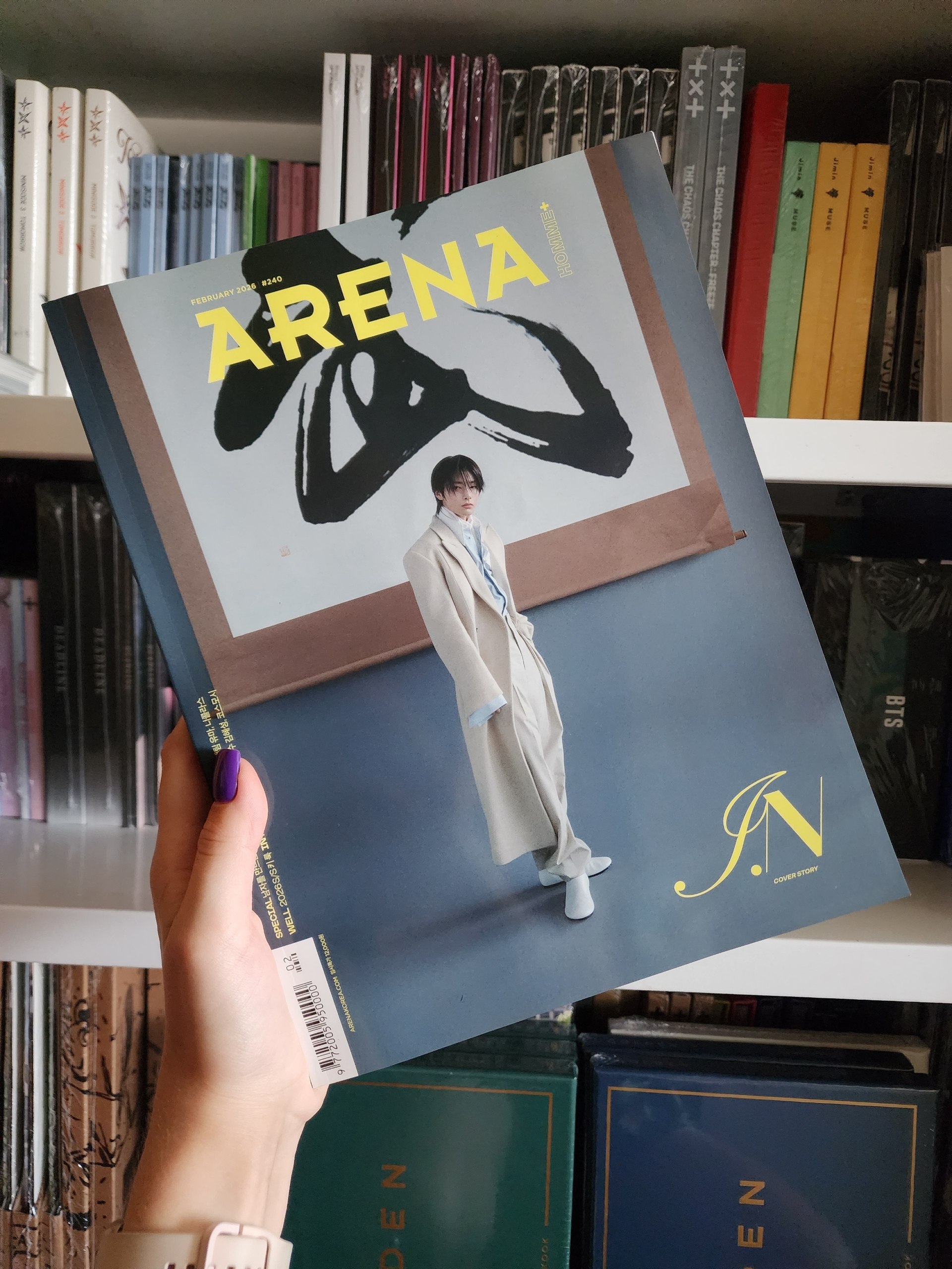 Журнал Arena Homme+ February 2026 #240 з учасником Stray Kids Чоніном (I.N) на обкладинці.